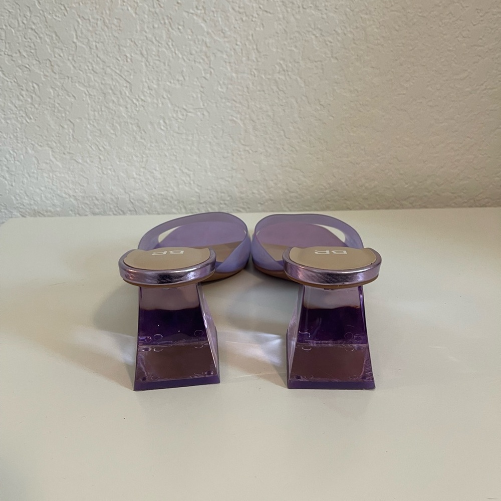 bp Lavender Patent Slide Mules with Faceted Block Heel - Picture 5 of 7